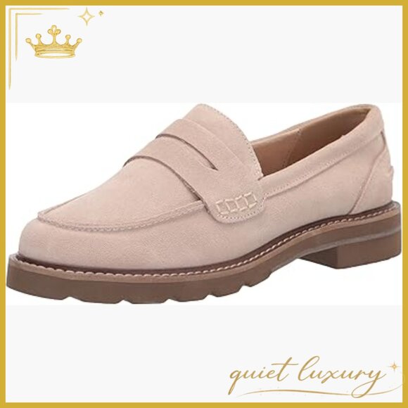 Suede Loafers with Cushioned Footbed Comfortable Pull-On Flats for Work and